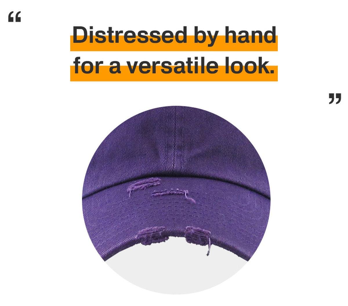 Purple Distressed Vintage Baseball Cap Front View